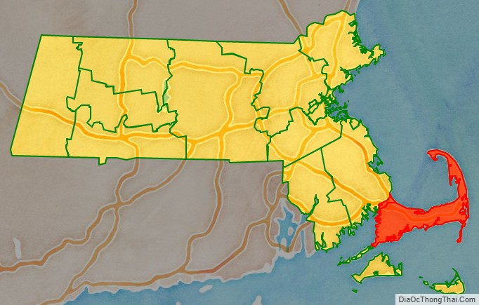 Barnstable County location on the Massachusetts map. Where is Barnstable County.