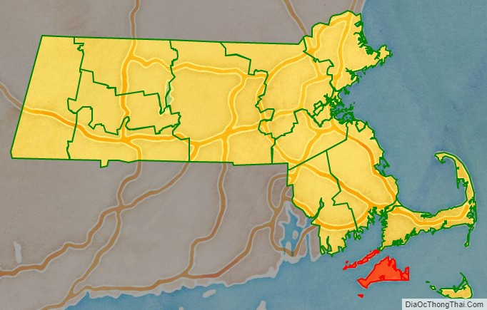 Dukes County location map in Massachusetts State.