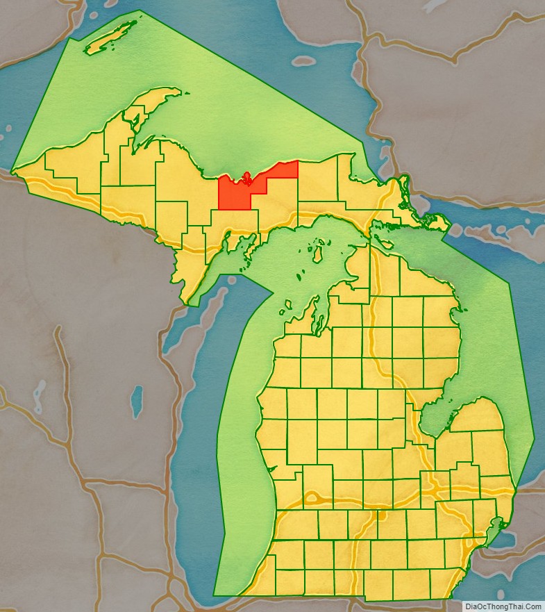 Alger County location map in Michigan State.