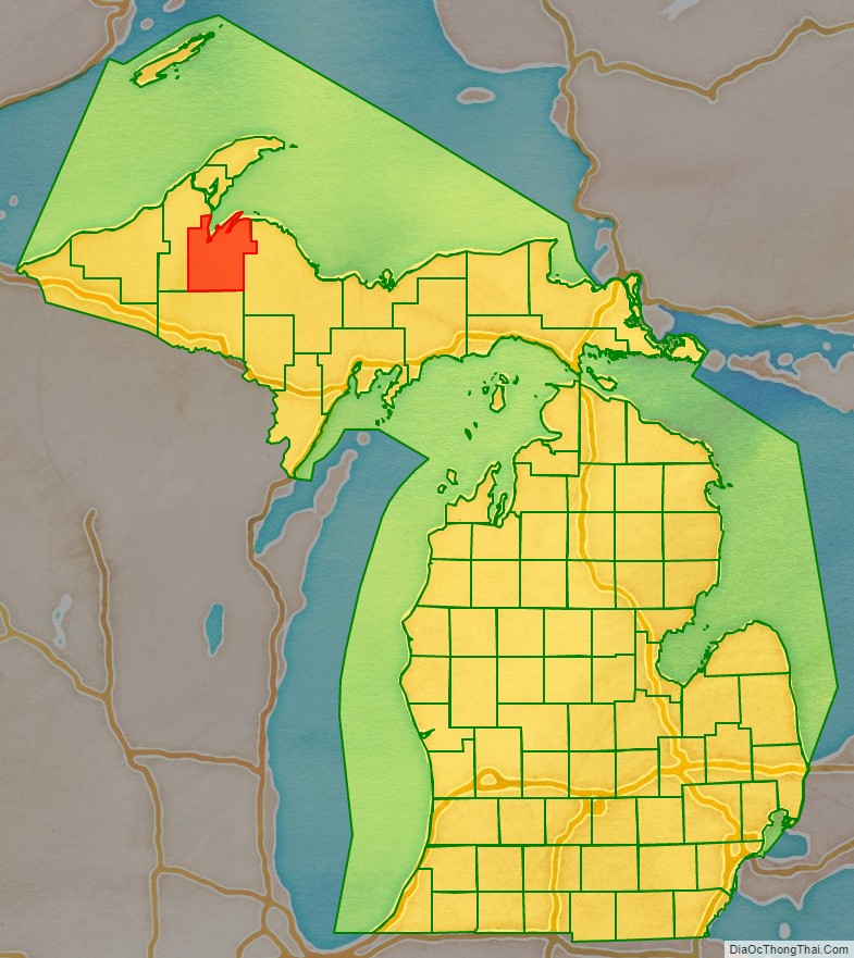 Baraga County location map in Michigan State.