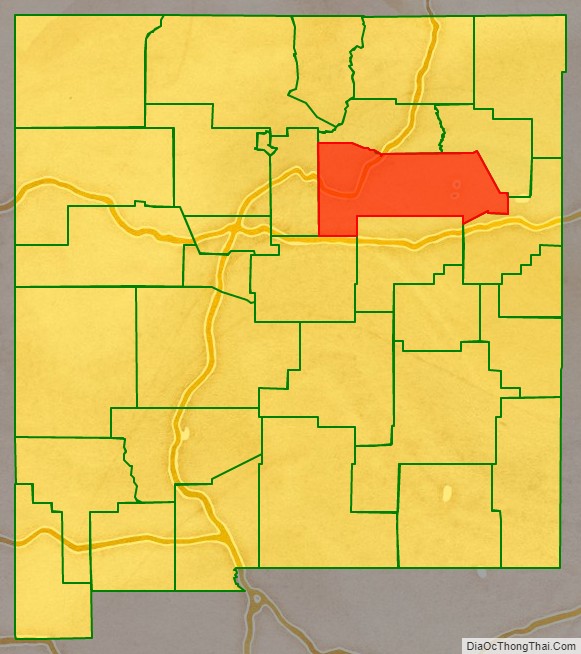 San Miguel County location map in New Mexico State.