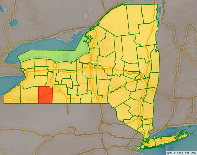 Allegany County location map in New York State.