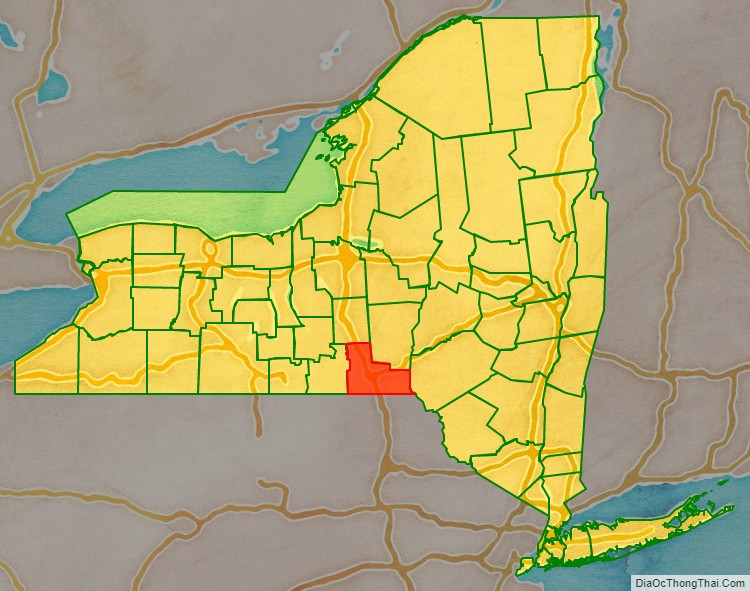 Broome County location map in New York State.