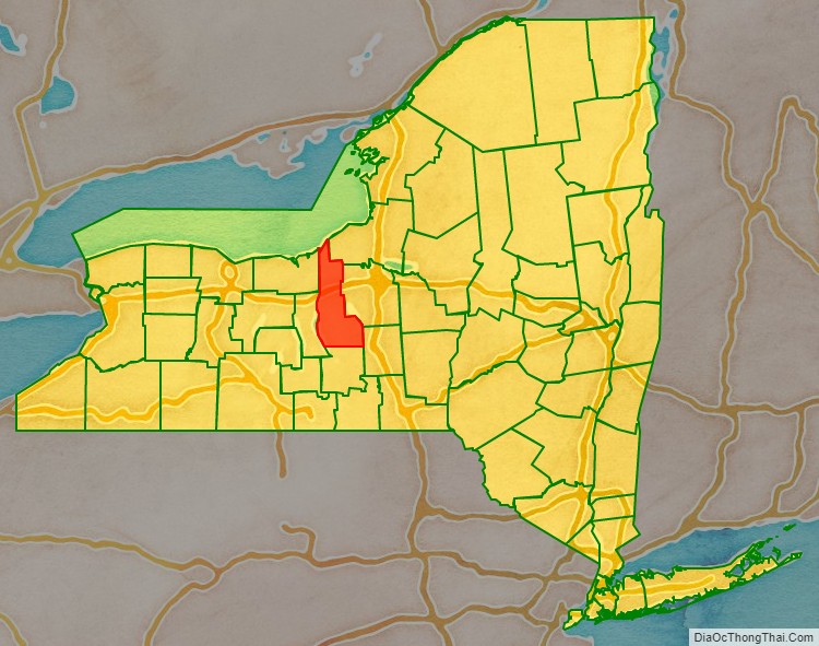 Cayuga County location map in New York State.
