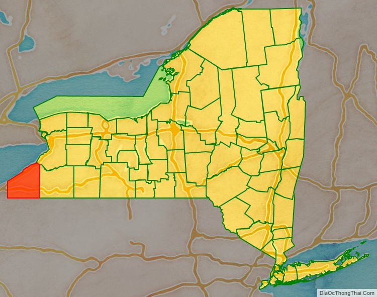Chautauqua County location map in New York State.