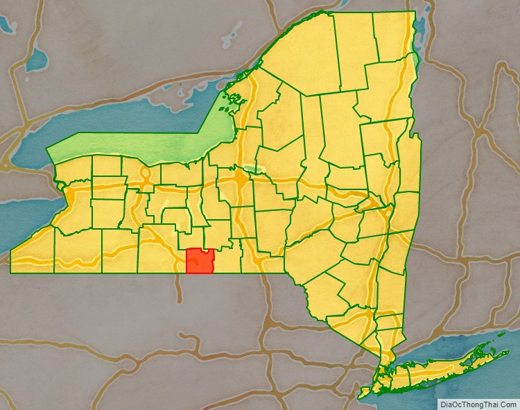 Chemung County location map in New York State.