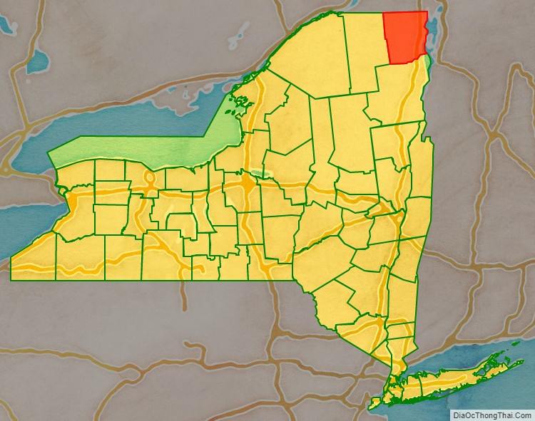 Clinton County location map in New York State.