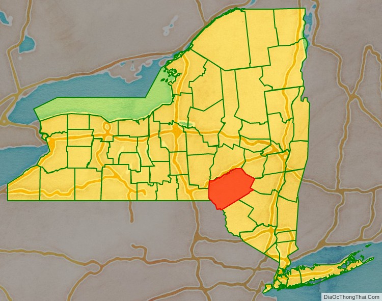 Delaware County location map in New York State.