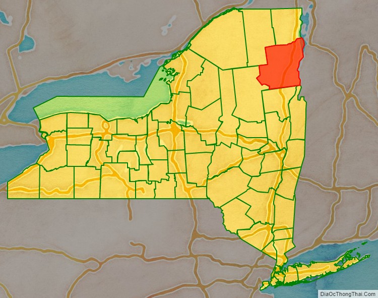 Essex County location map in New York State.