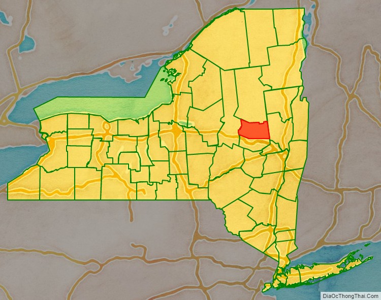 Fulton County location map in New York State.