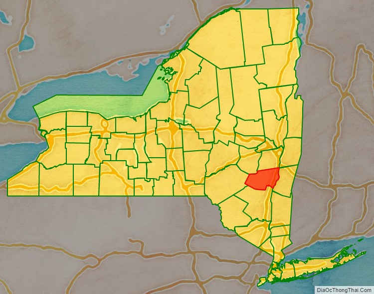 Greene County location map in New York State.