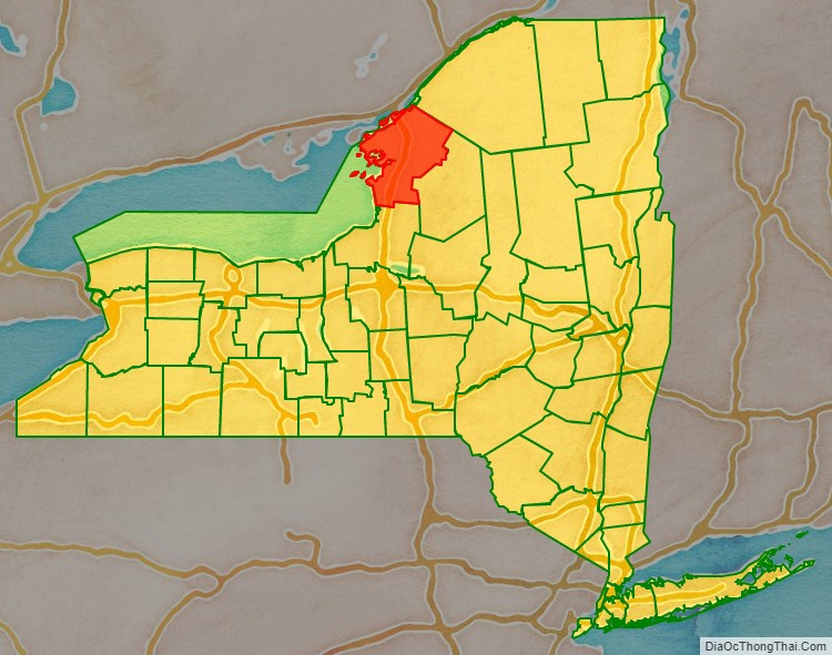 Jefferson County location map in New York State.