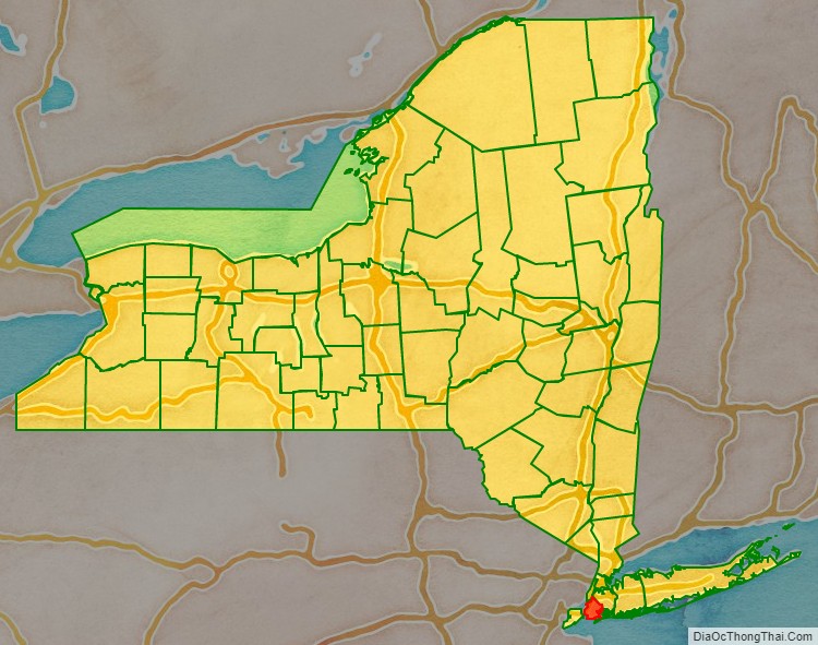Kings County location map in New York State.