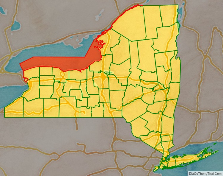 Lake Ontario Water body location map in New York State.