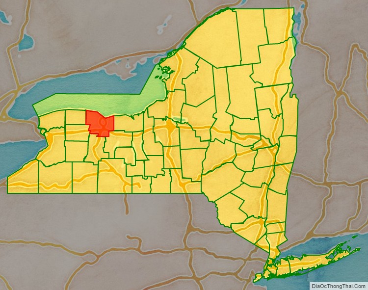 Monroe County location map in New York State.