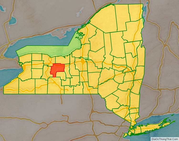 Ontario County location map in New York State.