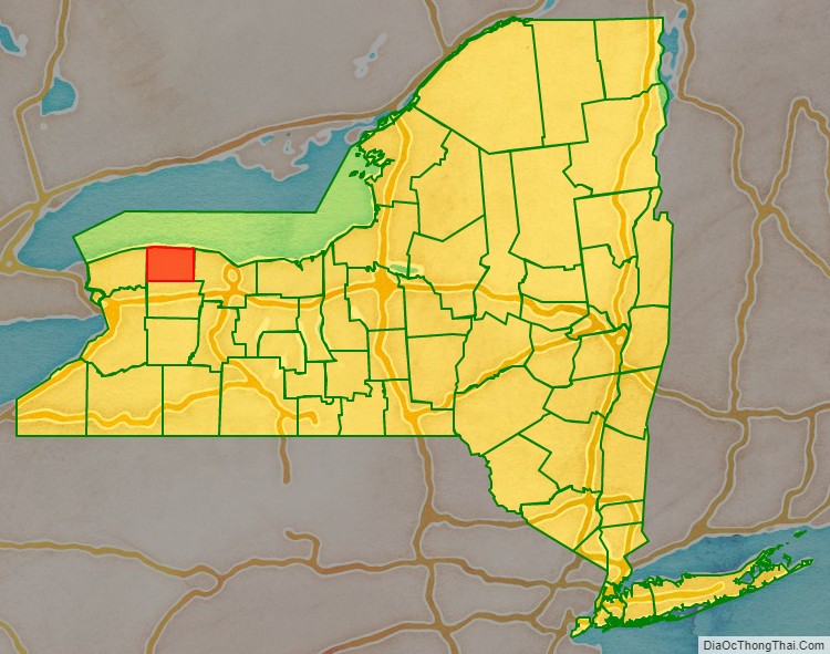 Orleans County location map in New York State.