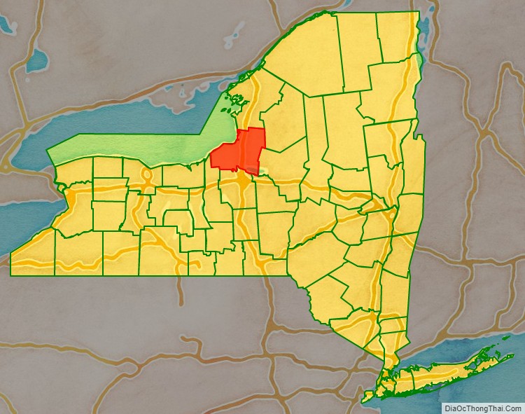 Oswego County location map in New York State.