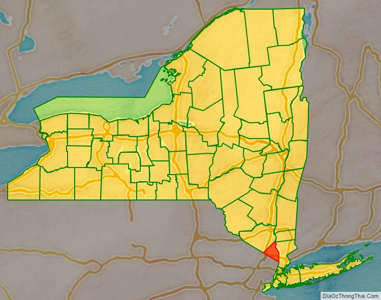 Rockland County location map in New York State.