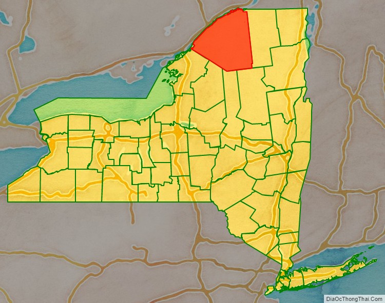 Saint Lawrence County location map in New York State.