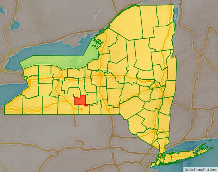 Schuyler County location map in New York State.