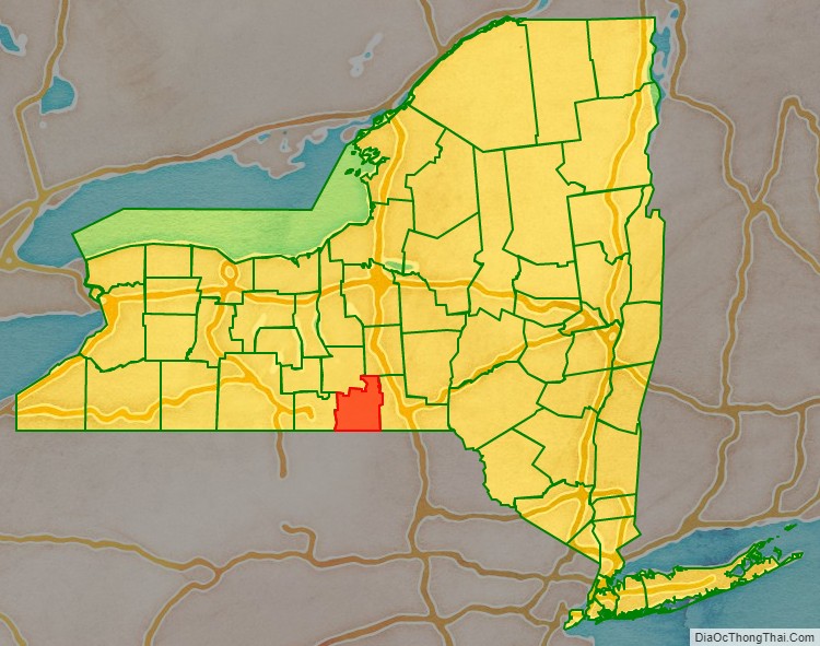 Tioga County location map in New York State.