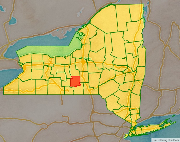 Tompkins County location map in New York State.