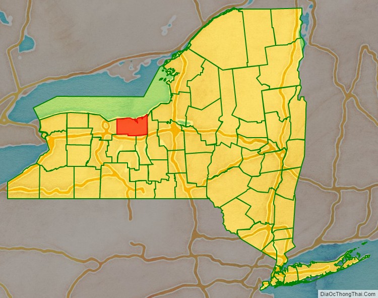 Wayne County location map in New York State.