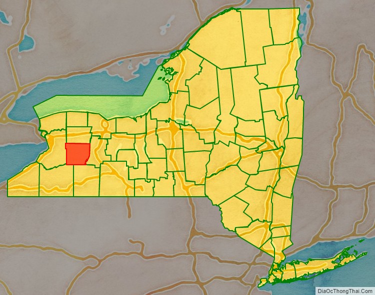 Wyoming County location map in New York State.
