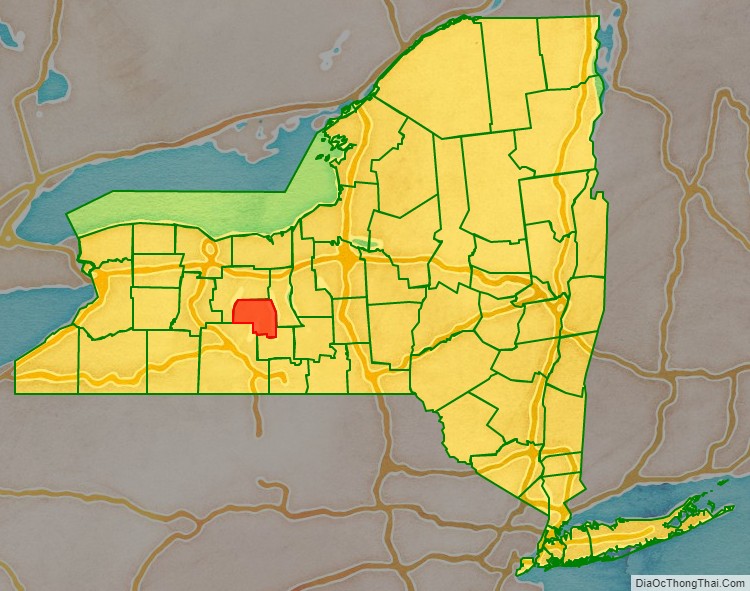 Yates County location map in New York State.