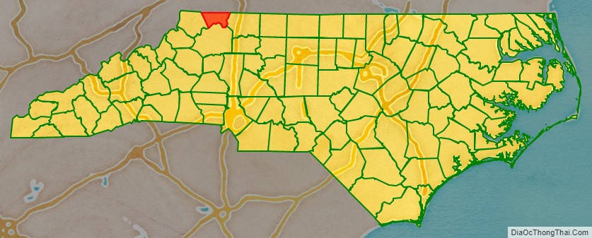 Alleghany County location map in North Carolina State.