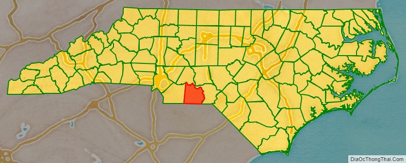 Anson County location map in North Carolina State.