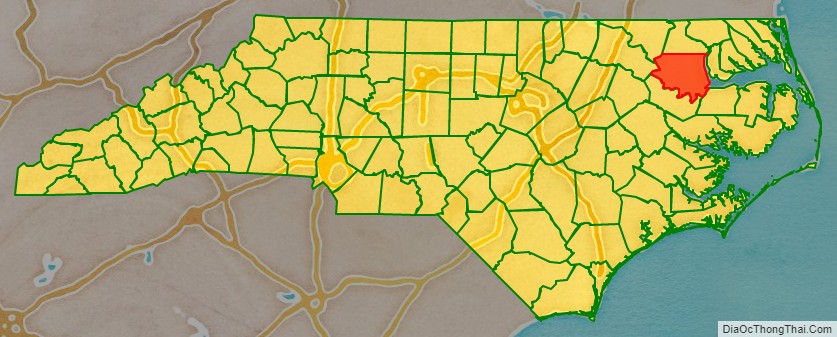 Bertie County location map in North Carolina State.