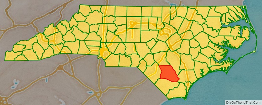 Bladen County location map in North Carolina State.