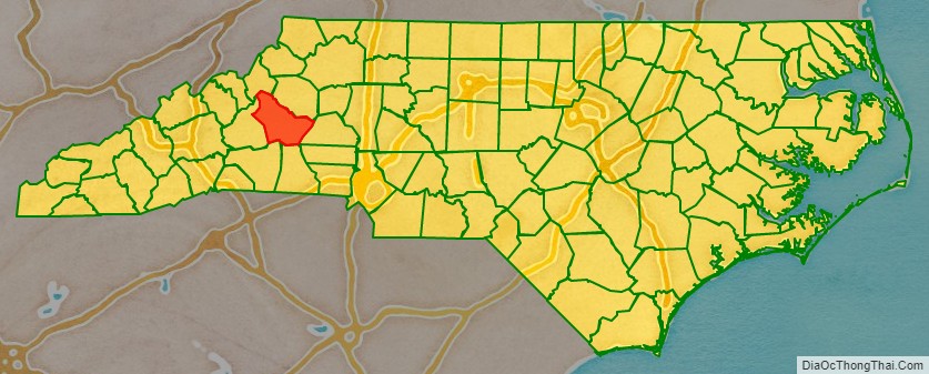 Burke County location map in North Carolina State.