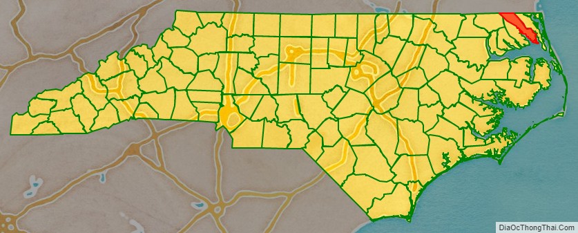 Camden County location map in North Carolina State.