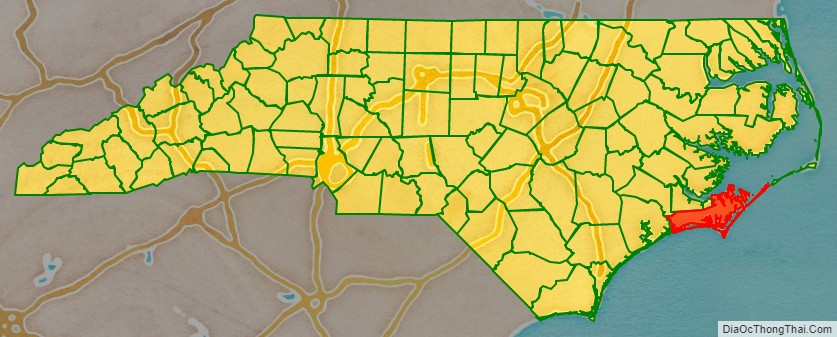 Carteret County location map in North Carolina State.