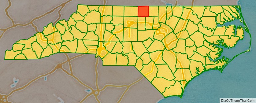Caswell County location map in North Carolina State.