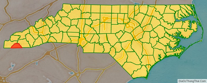 Clay County location map in North Carolina State.