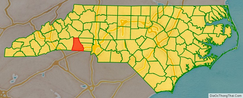 Cleveland County location map in North Carolina State.