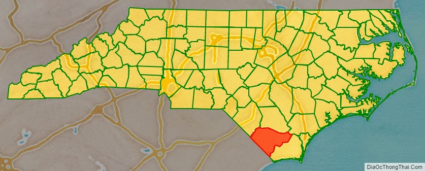 Columbus County location map in North Carolina State.