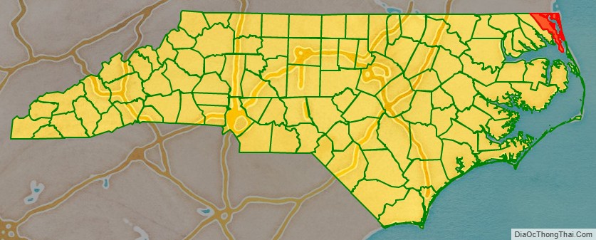 Currituck County location map in North Carolina State.