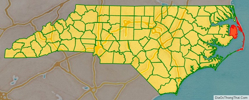 Dare County location map in North Carolina State.