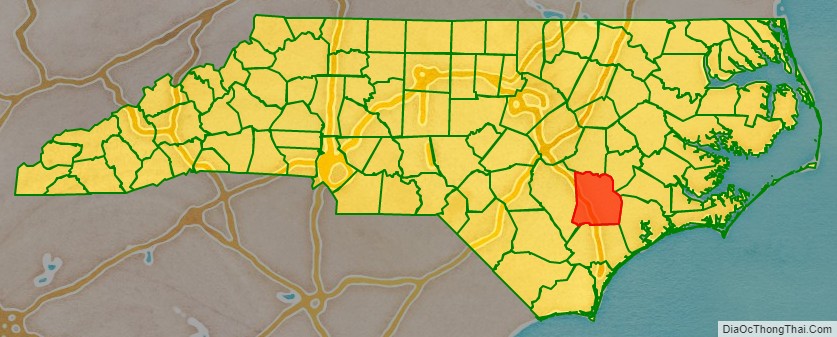 Duplin County location map in North Carolina State.