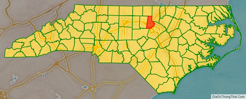 Durham County location map in North Carolina State.
