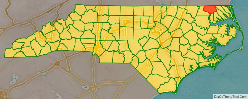 Gates County location map in North Carolina State.