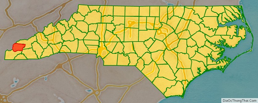 Graham County location map in North Carolina State.