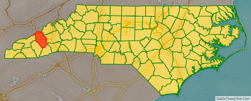 Haywood County location map in North Carolina State.