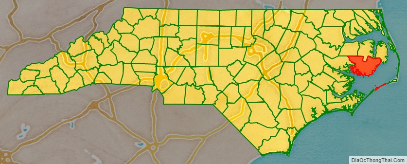 Hyde County location map in North Carolina State.