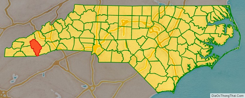 Jackson County location map in North Carolina State.